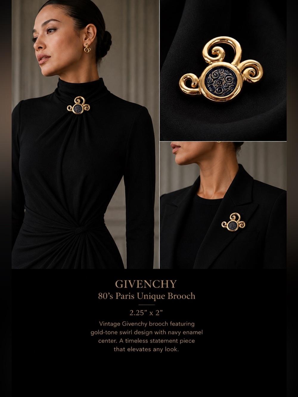 80’s HUGE GIVENCHY unique  Paris BROOCH like new